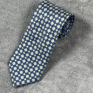 Brooks Brothers Makers Blue Yellow‎ Geometric Handmade Silk Tie Made in USA